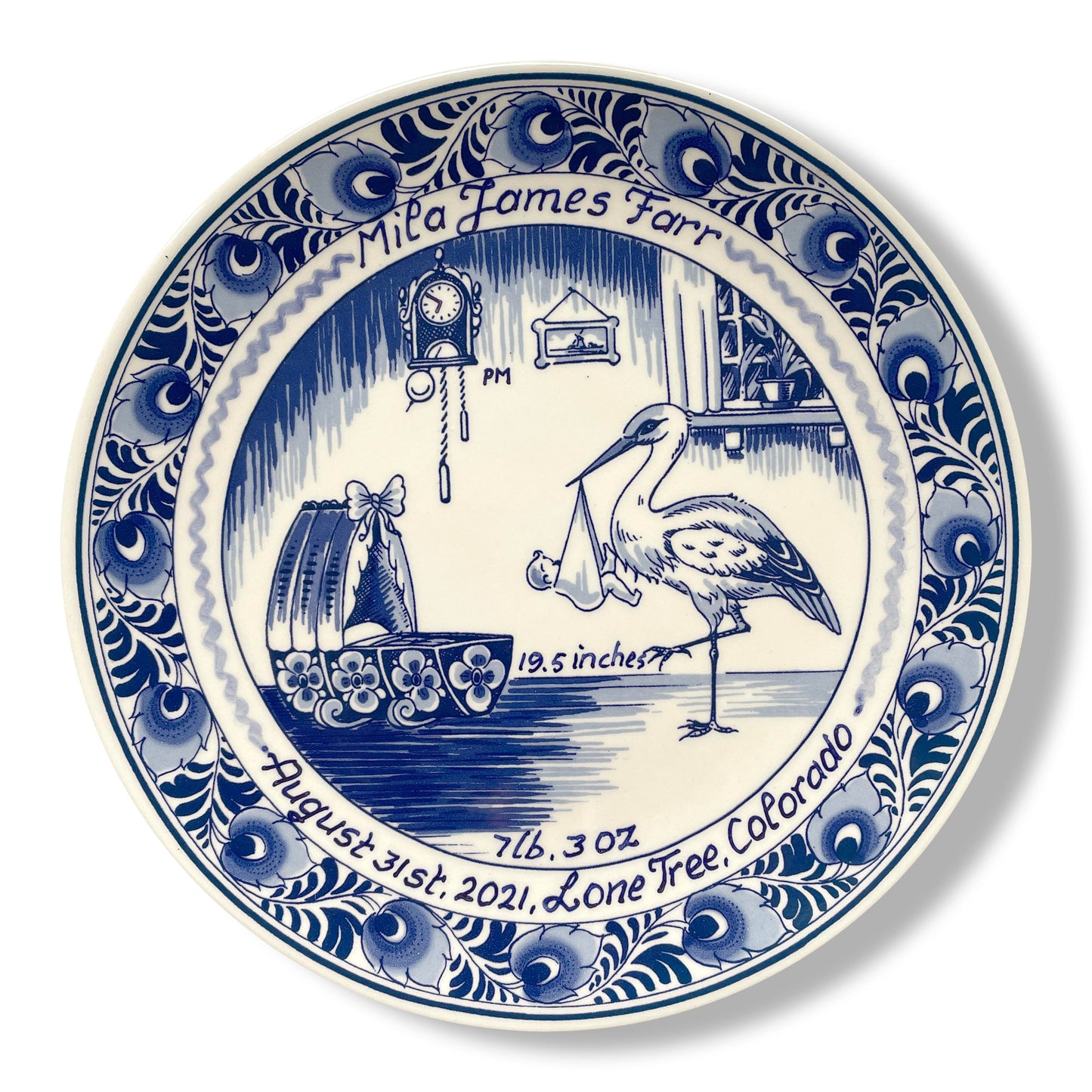 Birth Plate (8 in) with Extra Text